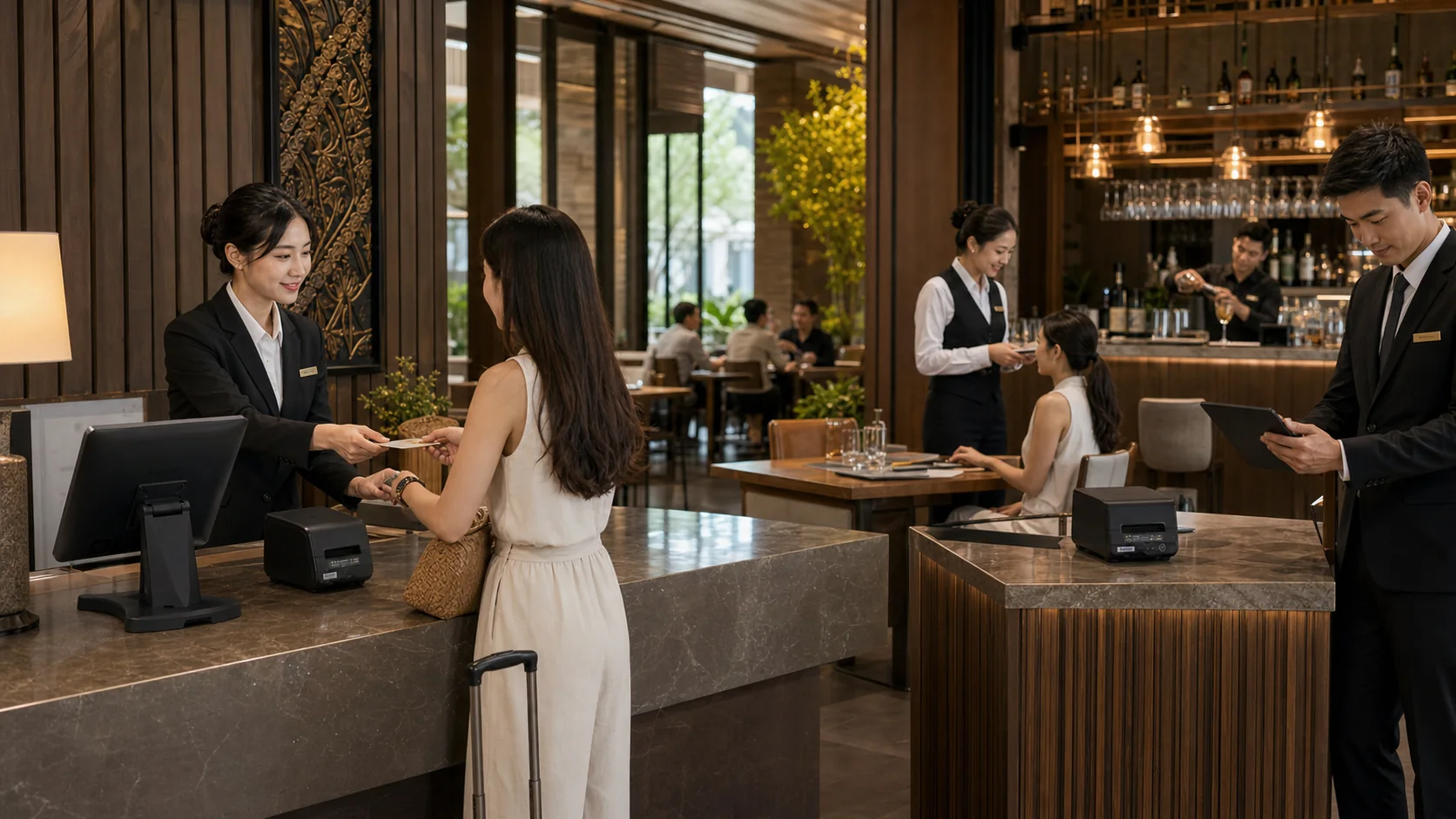 Hotel POS setup showing multi-outlet operations